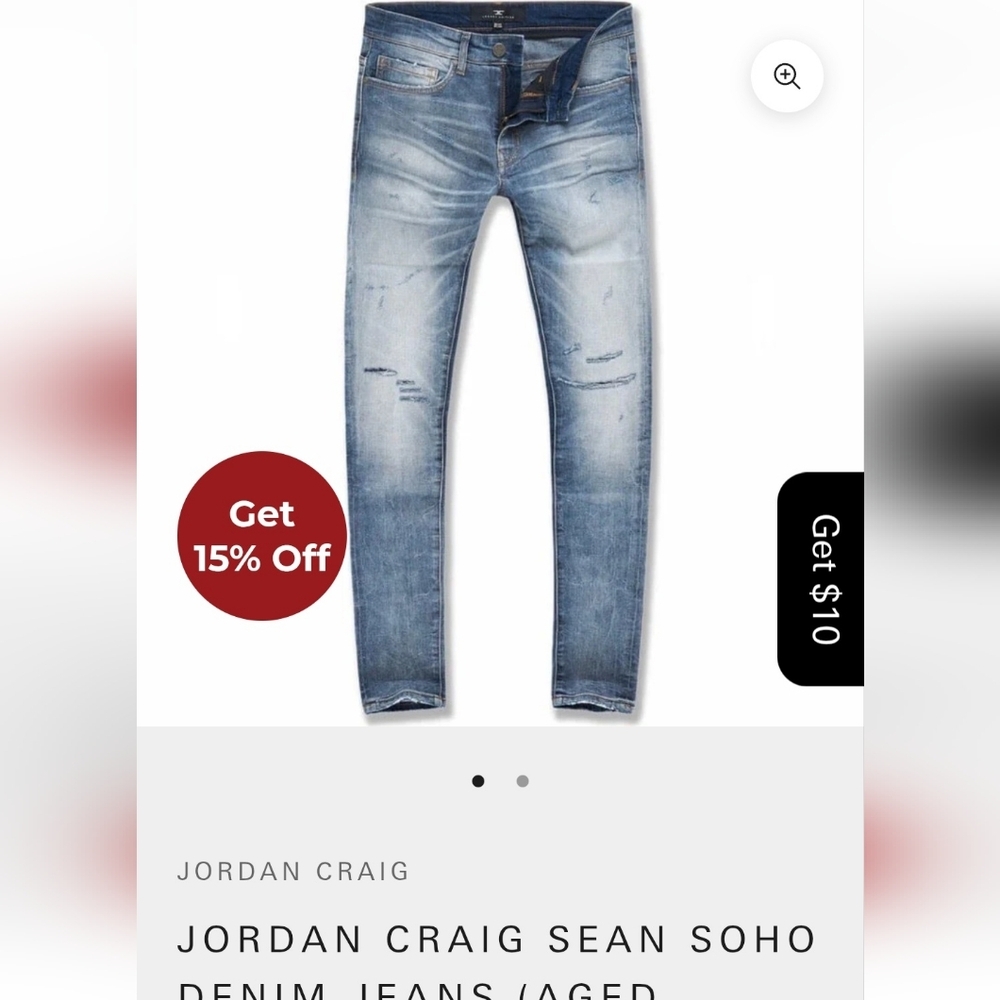 Jordan Craig Sean Soho Denim Jeans (Aged Wash) JM3412A 38x32 Like New